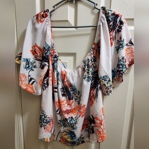 Vibrant Floral Off-Shoulder Blouse